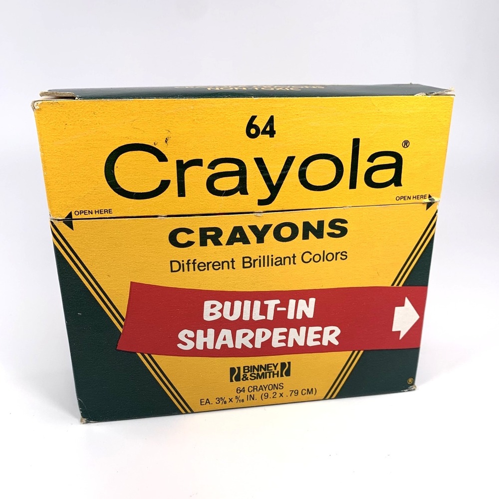 Vintage 1970s Crayola Crayons Box 64 – Partially Used – Retro Binney & Smith USA